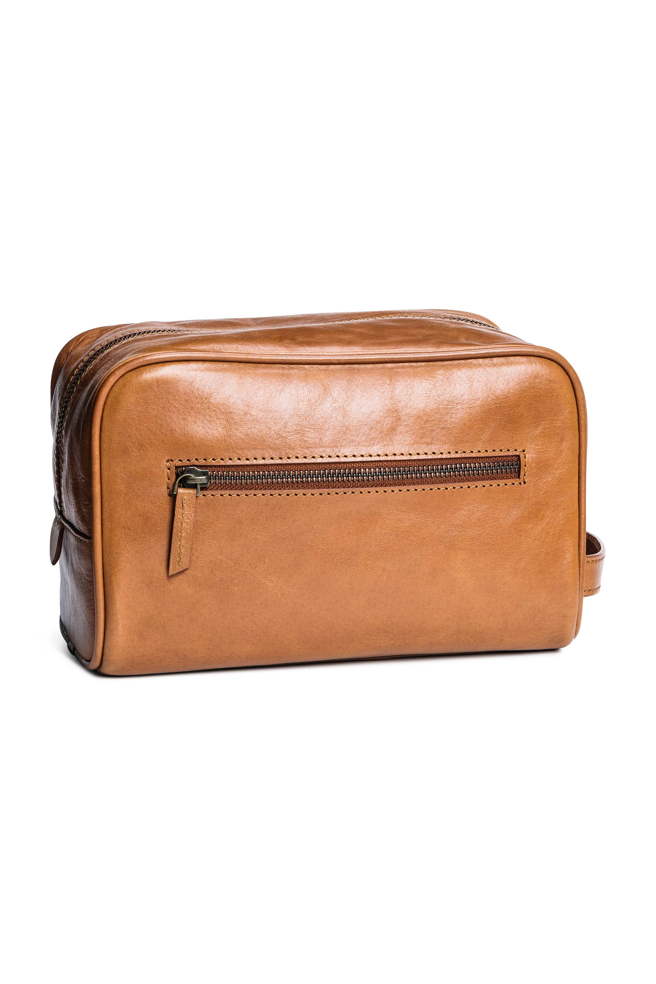 View larger image: Large leather wash bag - Cognac brown - Men | H&M GB 1