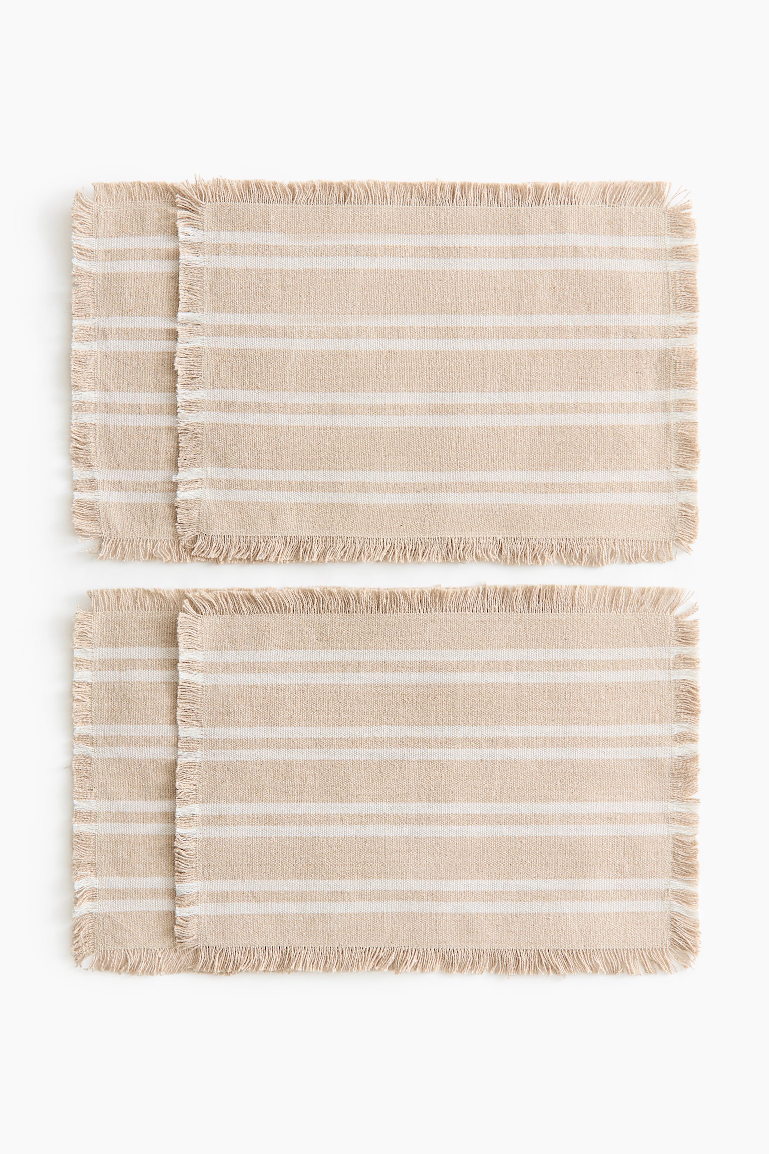 4-pack Manteles individuales en mezcla de yute - Beige claro/Franjas - 1