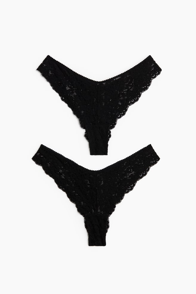 2-pack Panties Brazilian de encaje - Negro/Beige pálido - 1