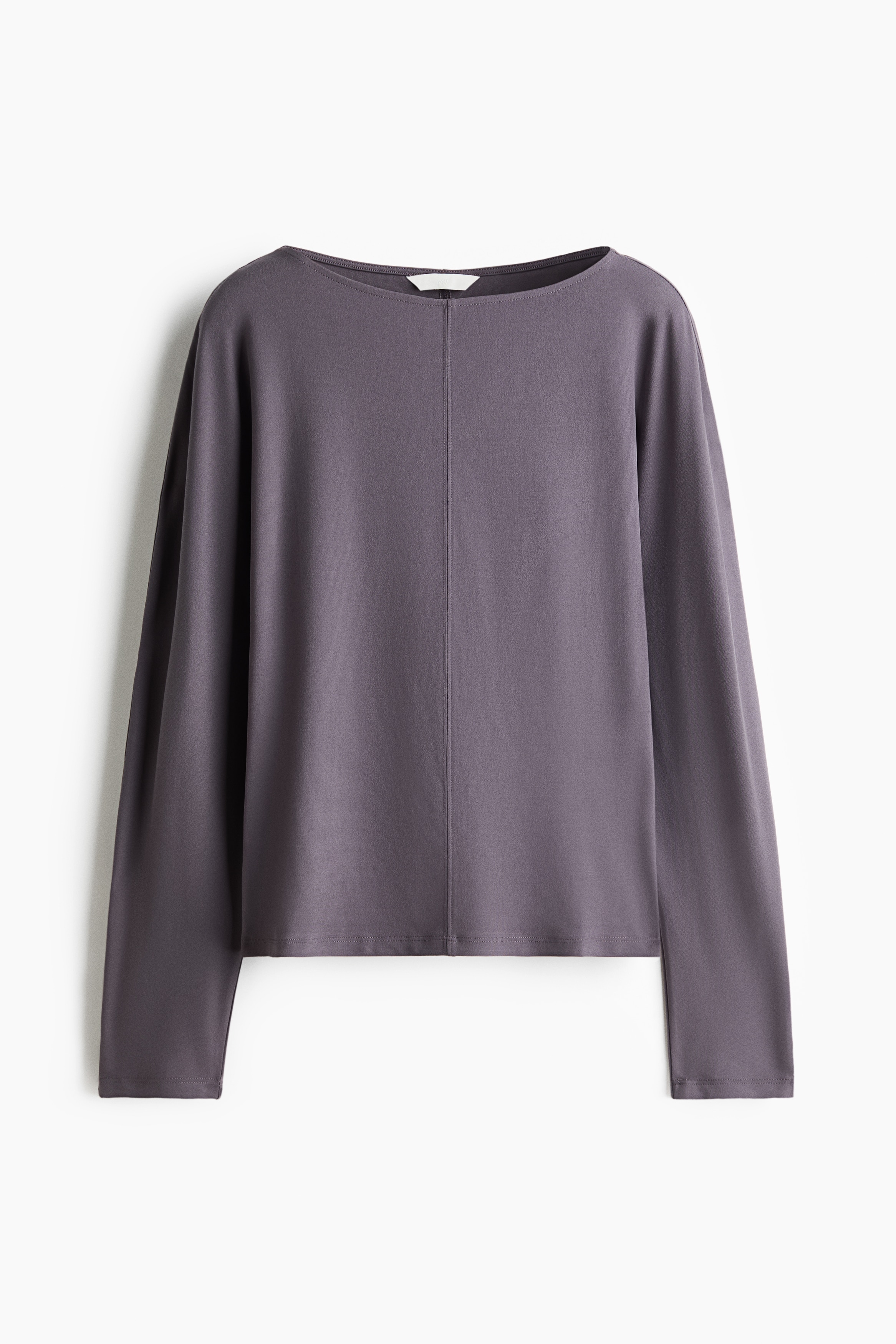 Long-sleeved boat-neck top - Dusty purple/Black