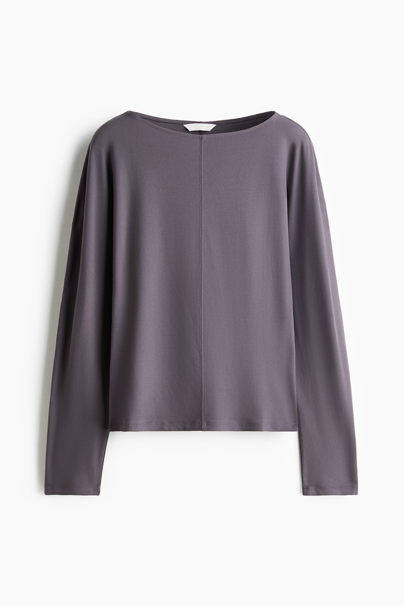 Long-sleeved boat-neck top - Dusty purple/Black - 1