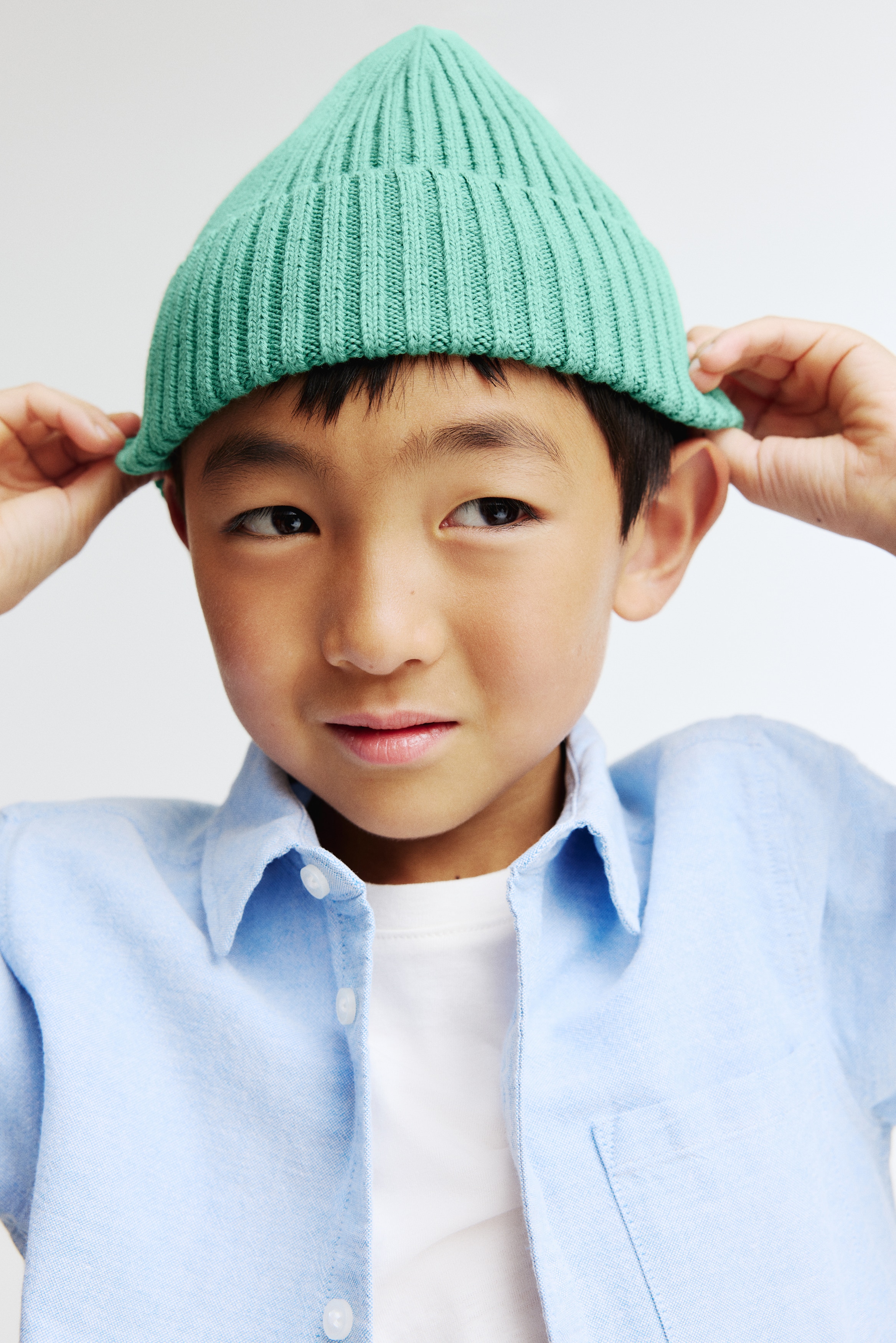 Pojke - Grön Ribbstickad beanie - Size: 92/116  - H&M