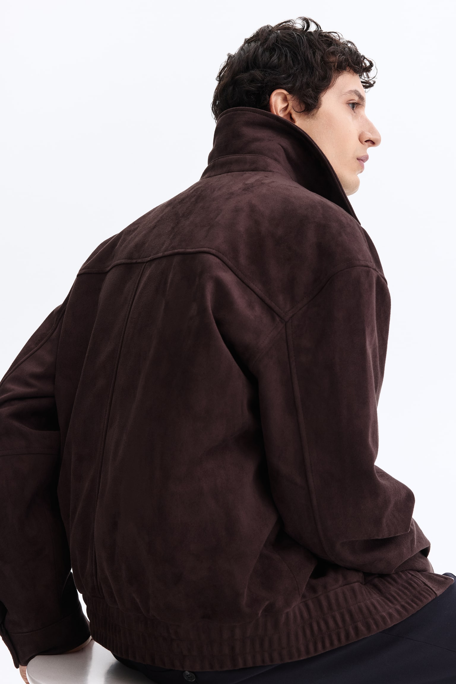 Kurtka z kołnierzem - Ciemnobrązowy - 5