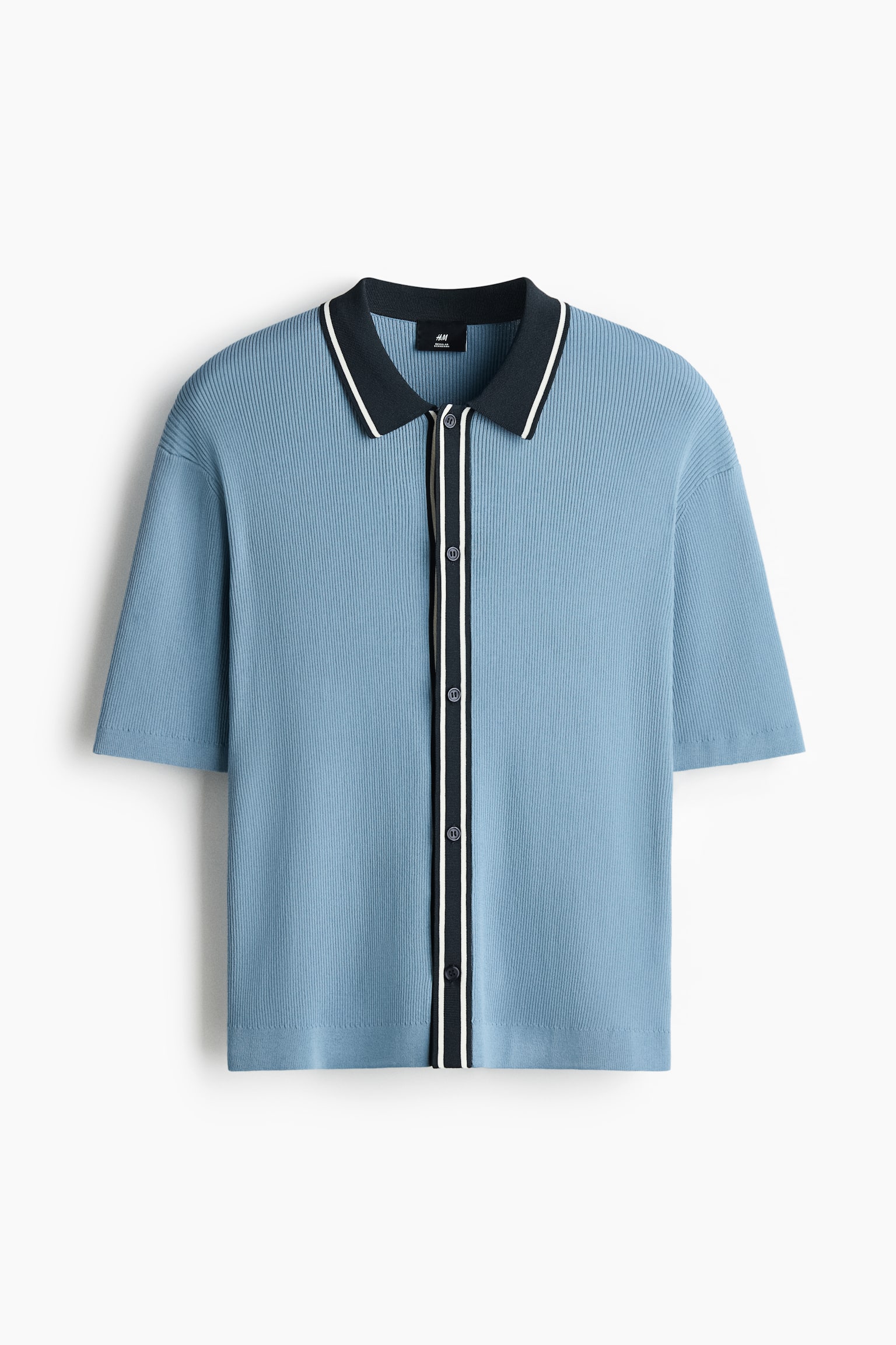 Camisa Regular Fit en tejido fino - Azul/Azul oscuro