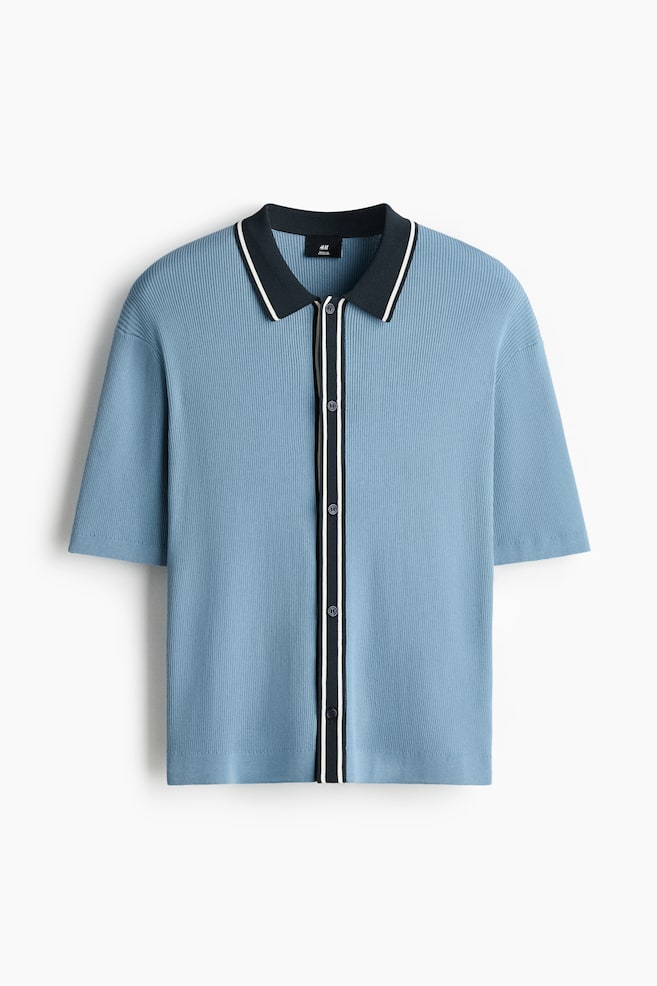 Regular Fit Fine Knit Shirt - Blue/Dark blue - 1