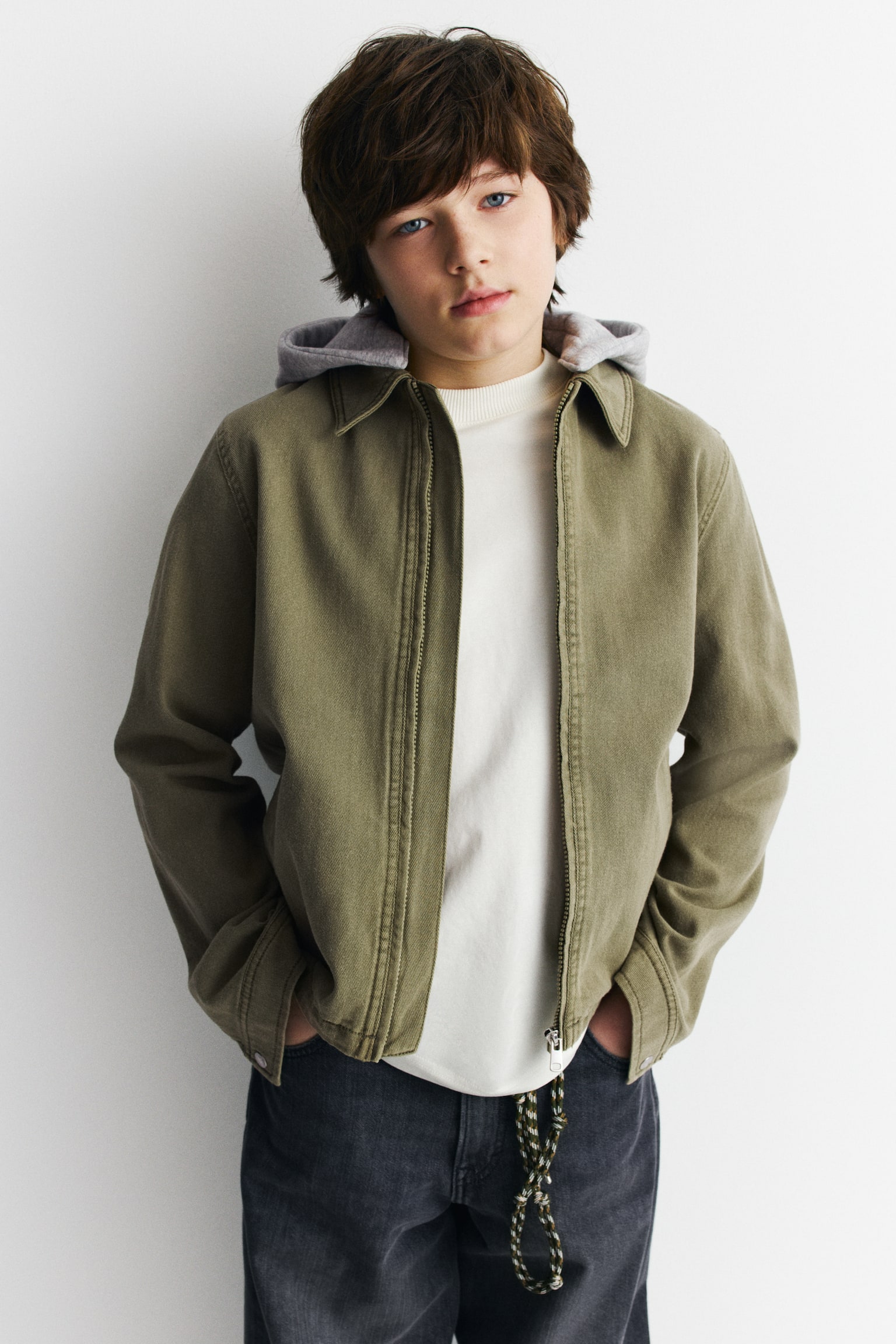 Hooded twill shacket - 4