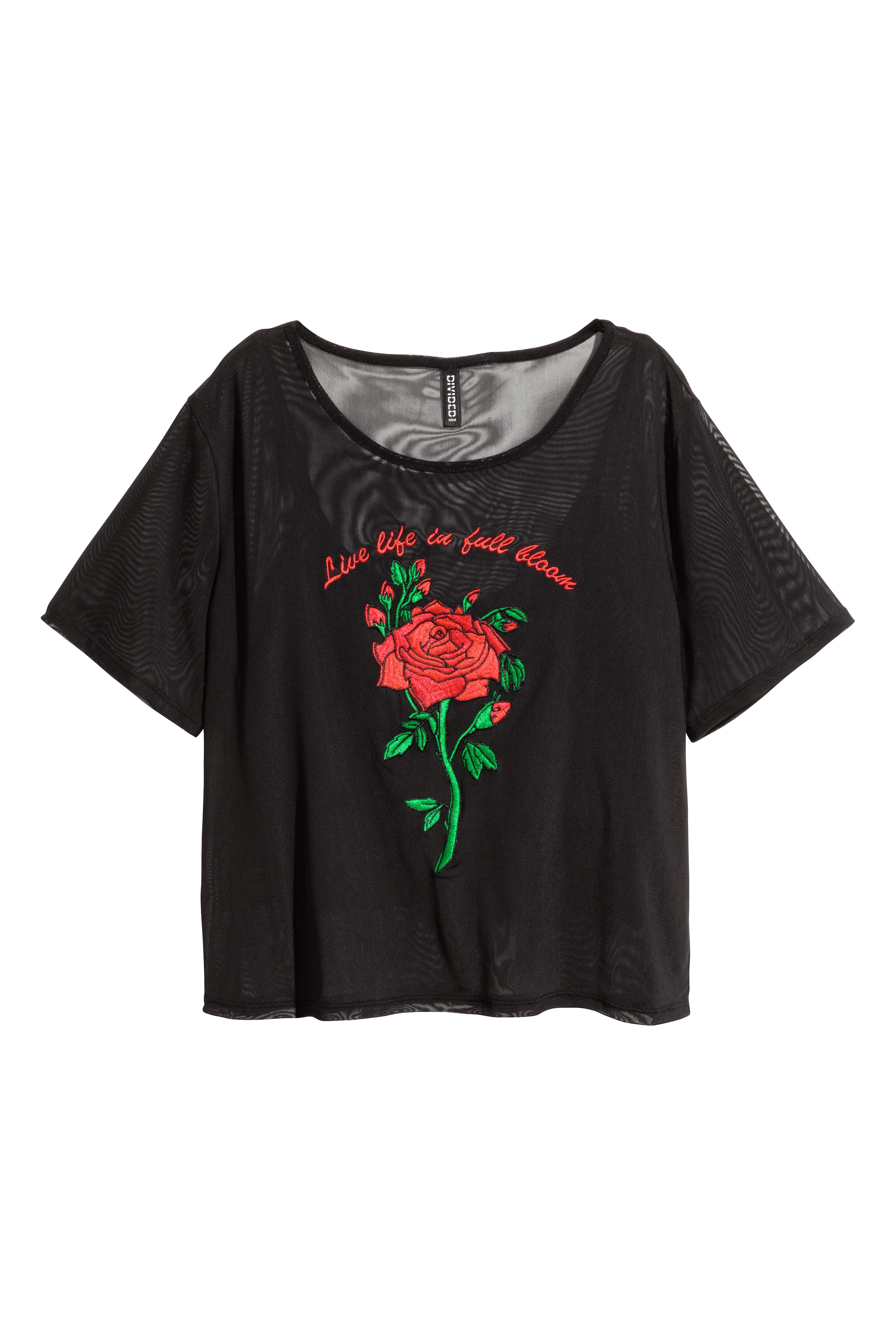 View larger image: Embroidered mesh top - Black - Ladies | H&M GB 1