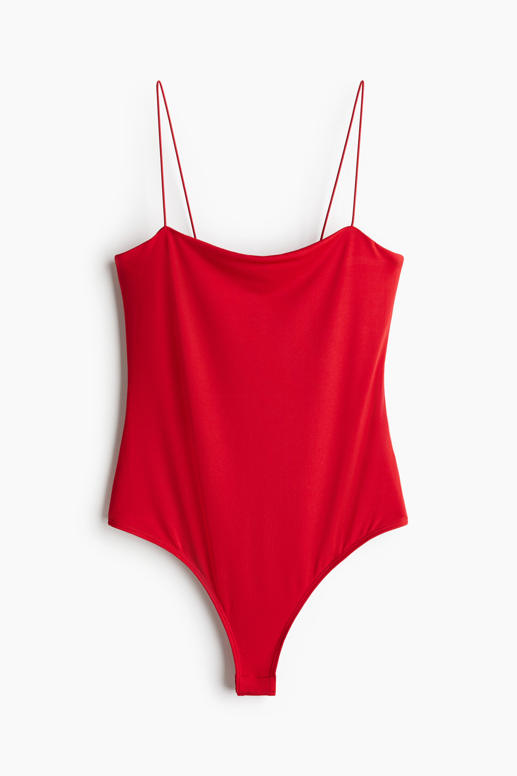 View larger image: Thong Bodysuit with Narrow Shoulder Straps - Red - Ladies | H&M US 1