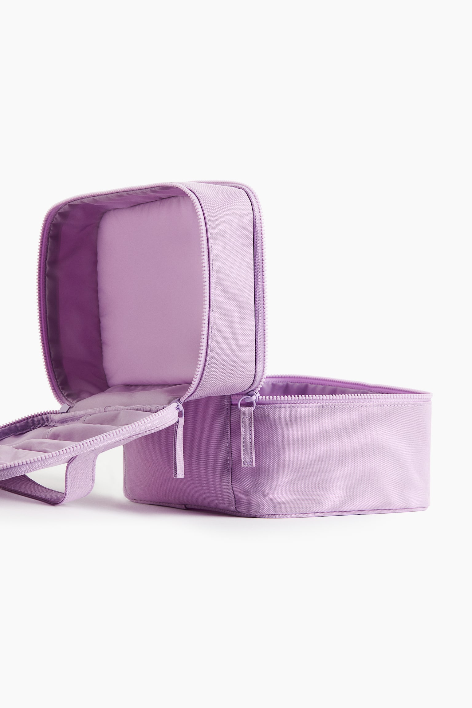 Large two-tiered wash bag - Lilac/Light beige/Quilted/Purple/Black/Quilted/Black/Light beige - 2