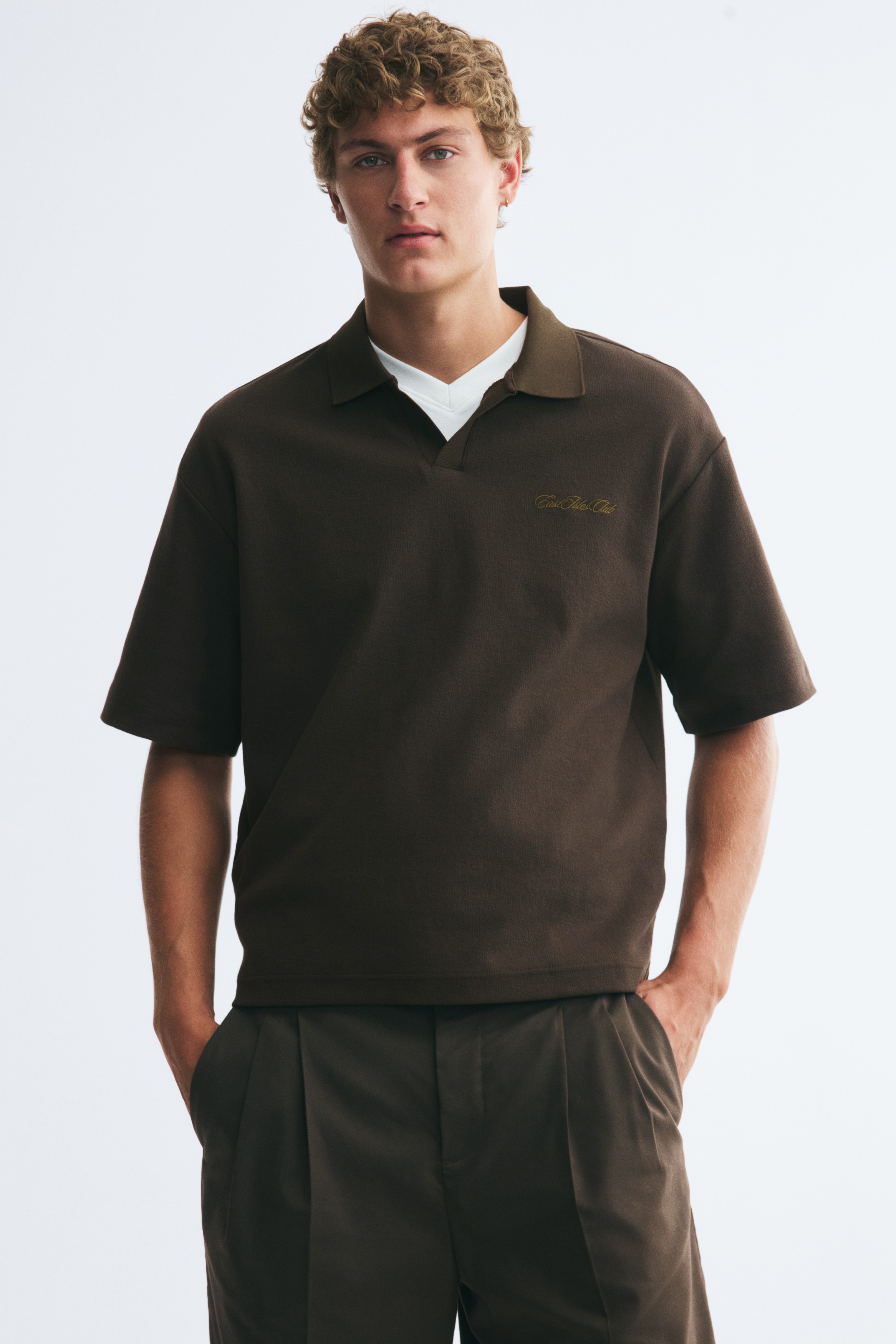 Áo polo Relaxed Fit - Màu xanh kaki đậm