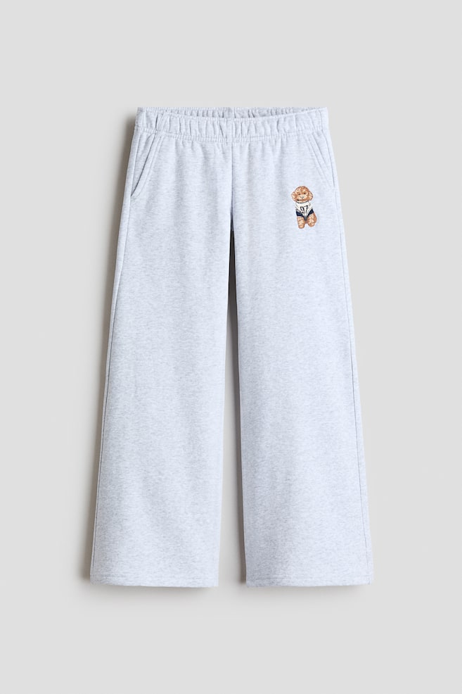 Joggers rectos con interior cepillado - Gris claro jaspeado/Perro/Rosa pálido/Azul claro/Lazo - 1