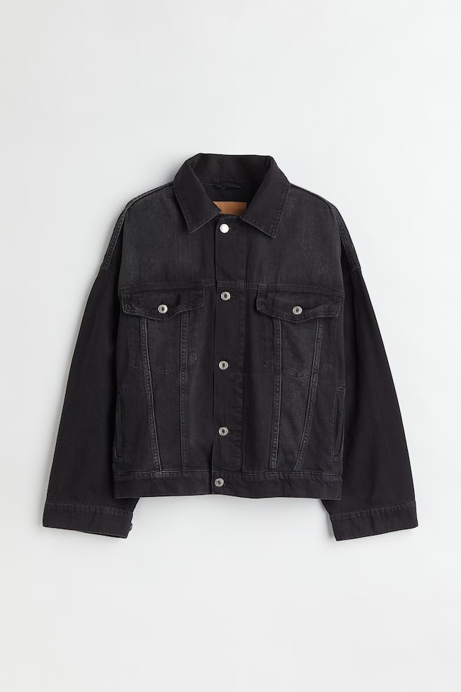 Oversized denim jacket - Black - 1
