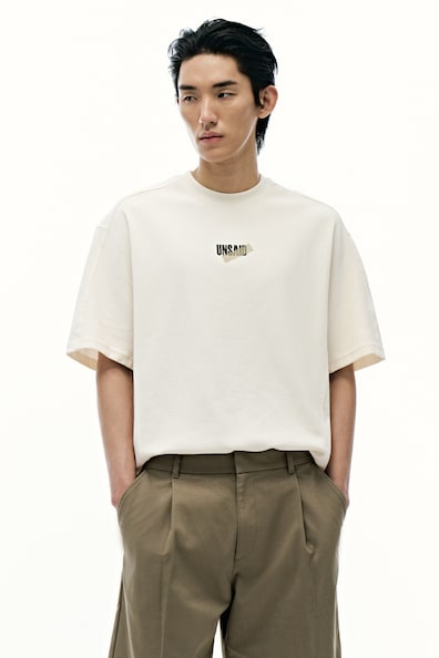 ルーズフィット プリントコットンTシャツ