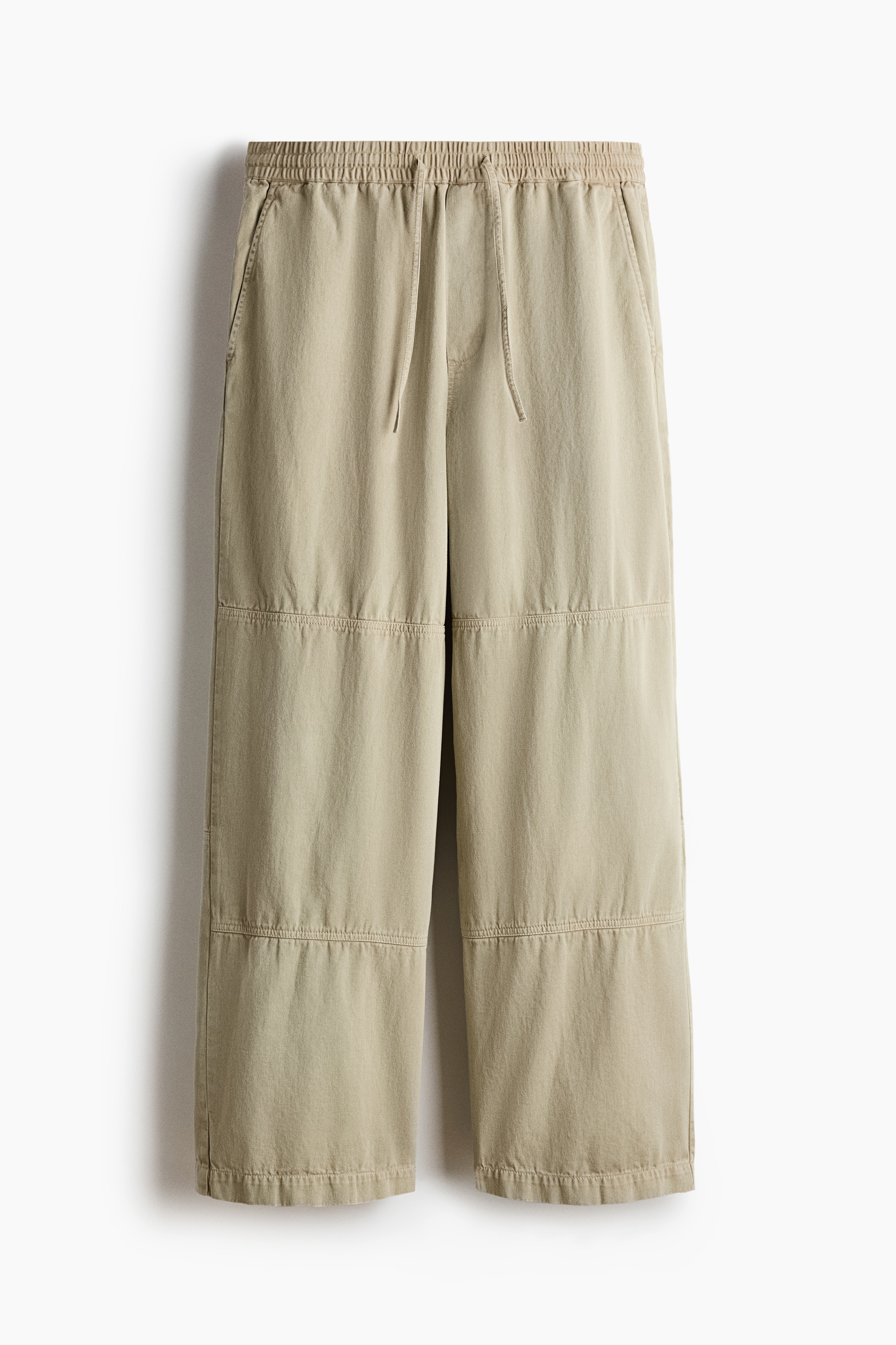 Relaxed Fit Cotton trousers - Light khaki green/Cream