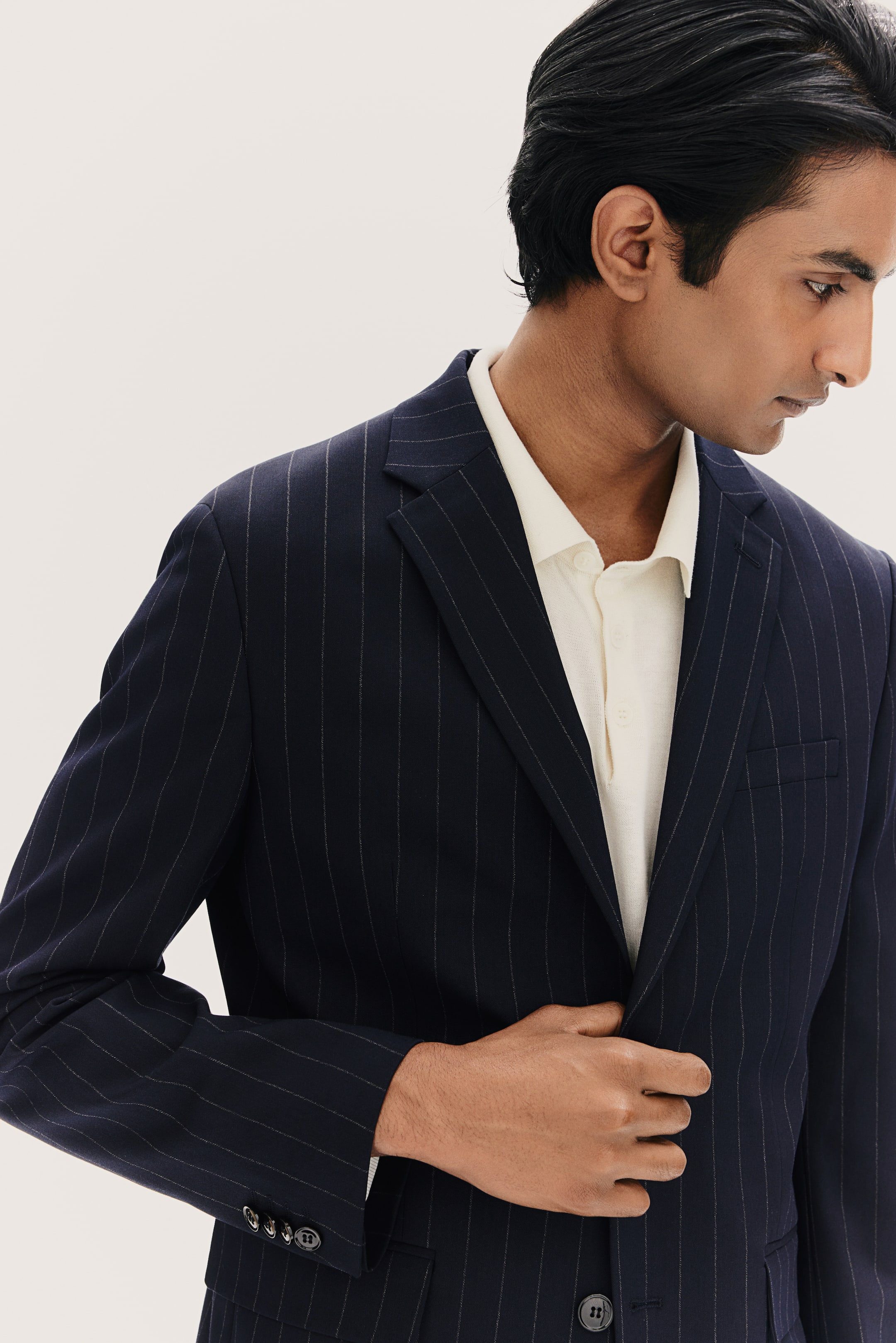 Slim Fit Jacket - Navy blue/Pinstriped - Men | H&M GB 2