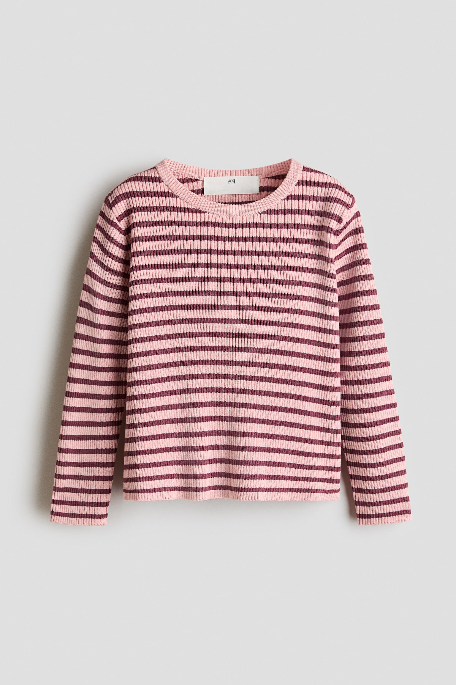 Rib-knit jumper - Light pink/Striped/Light beige/Striped/Black