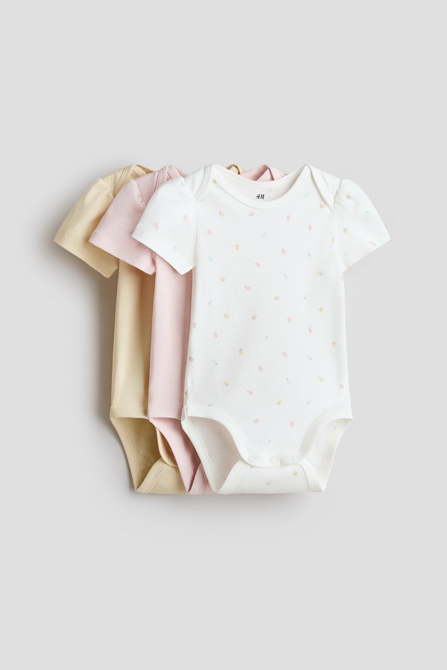 3-pack envelope-neck bodysuits - Light yellow/Light pink - 1