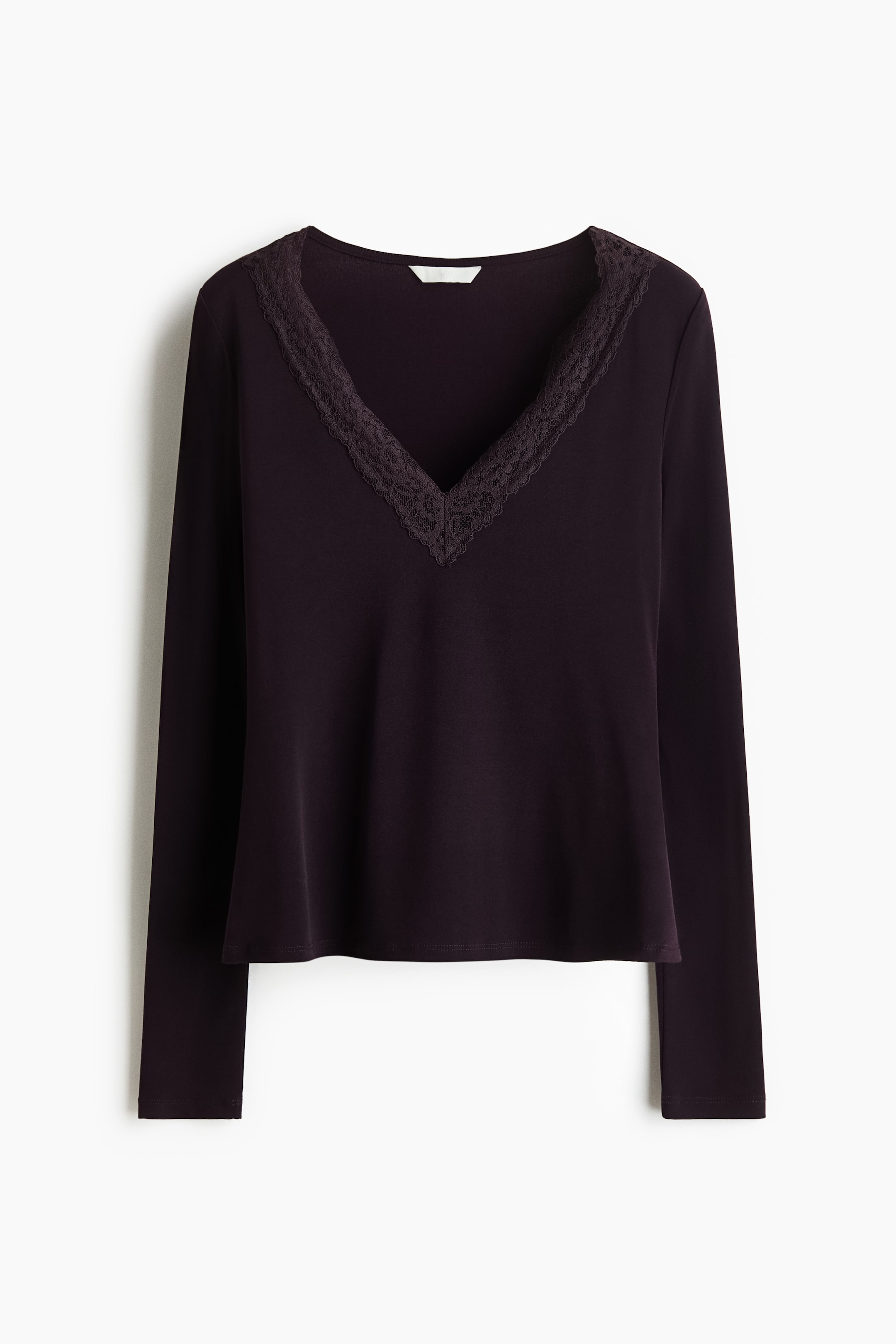 Zobacz większy obraz: Top z koronką - Dark plum purple - ONA | H&M PL 1