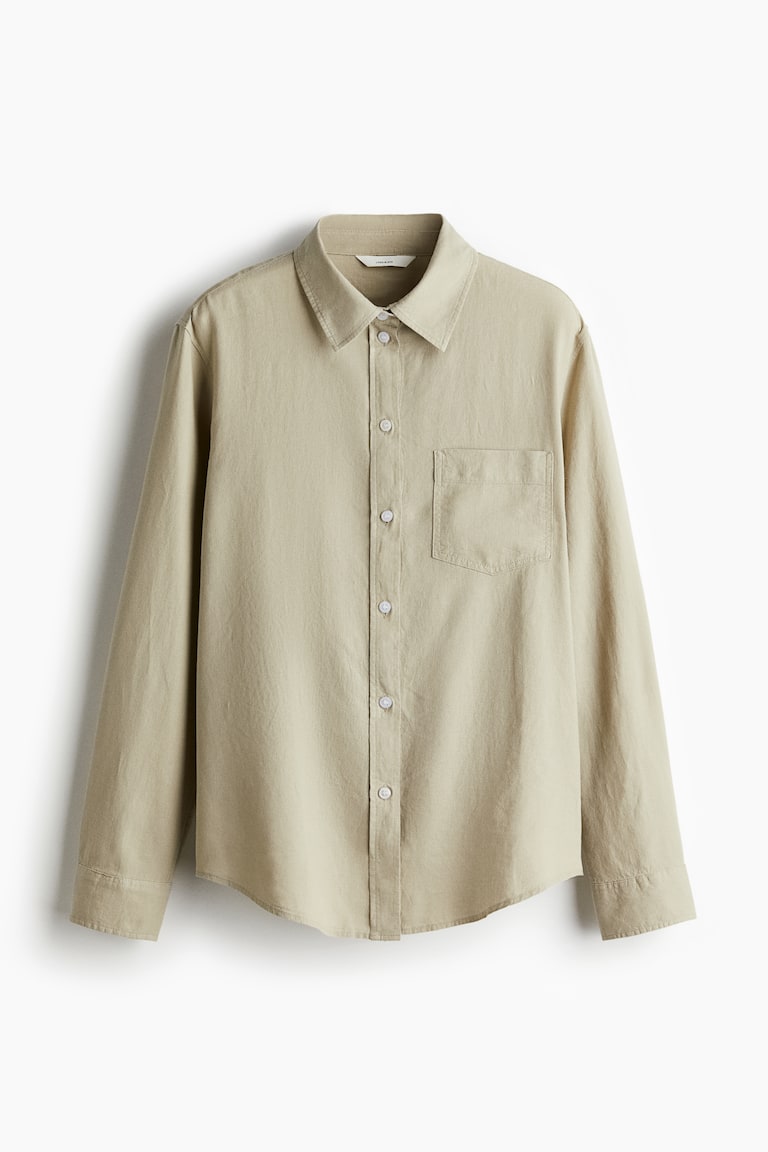 Women's Light khaki green Linen-blend Shirt | H&M US