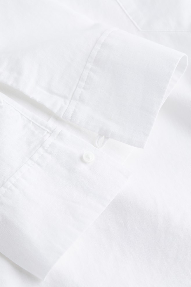 Linen-blend popover shirt - White/Black - 5