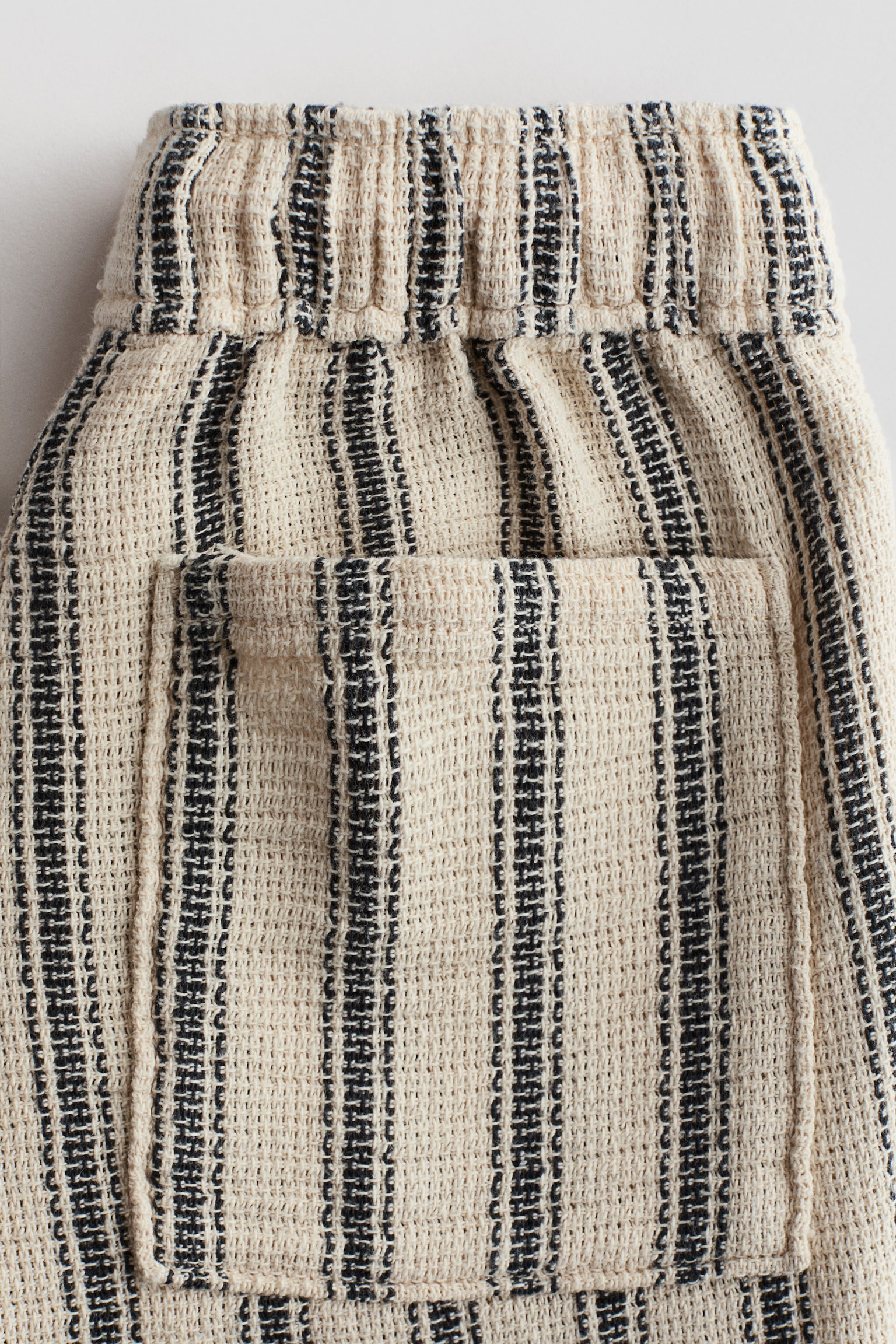 紋理感鬆緊式長褲 - 淺米色/條紋 - 2