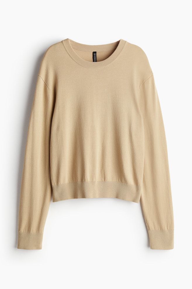 Jersey corto en punto fino - Beige/Gris oscuro jaspeado - 1