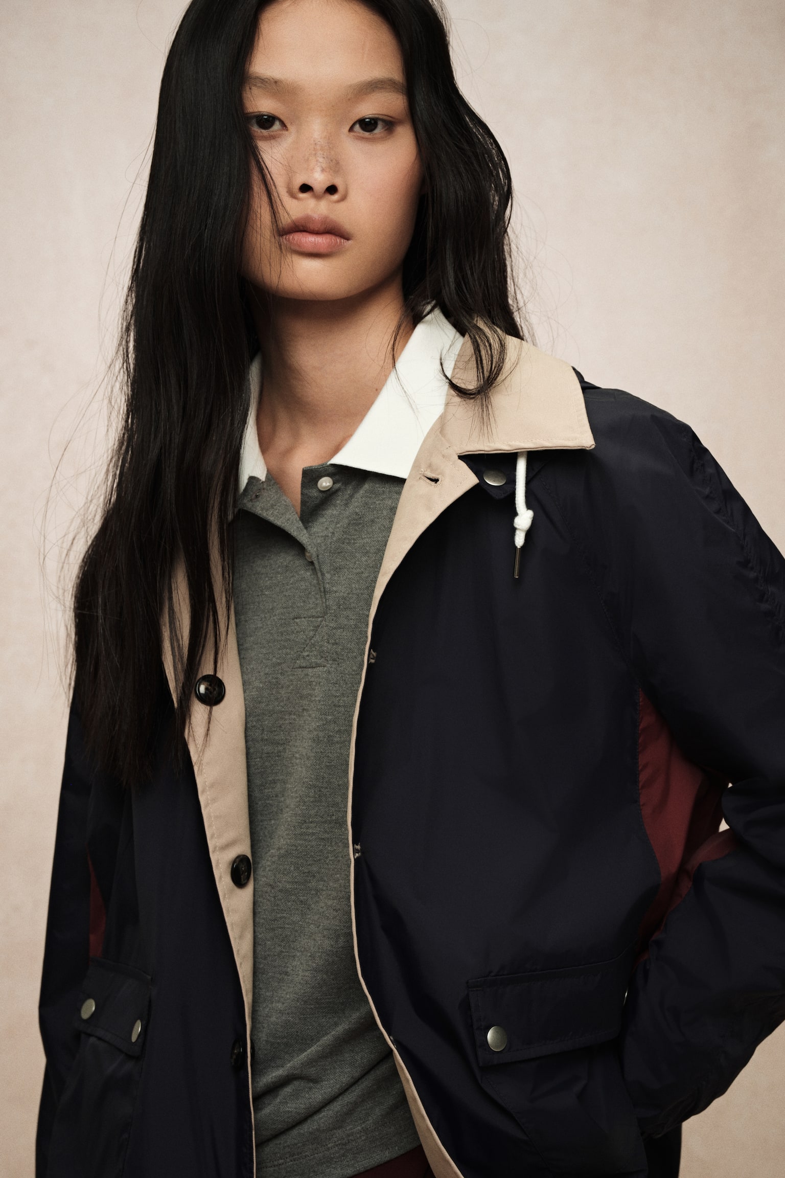 リバーシブルジャケット - ベージュ／ネイビーブルー - 8