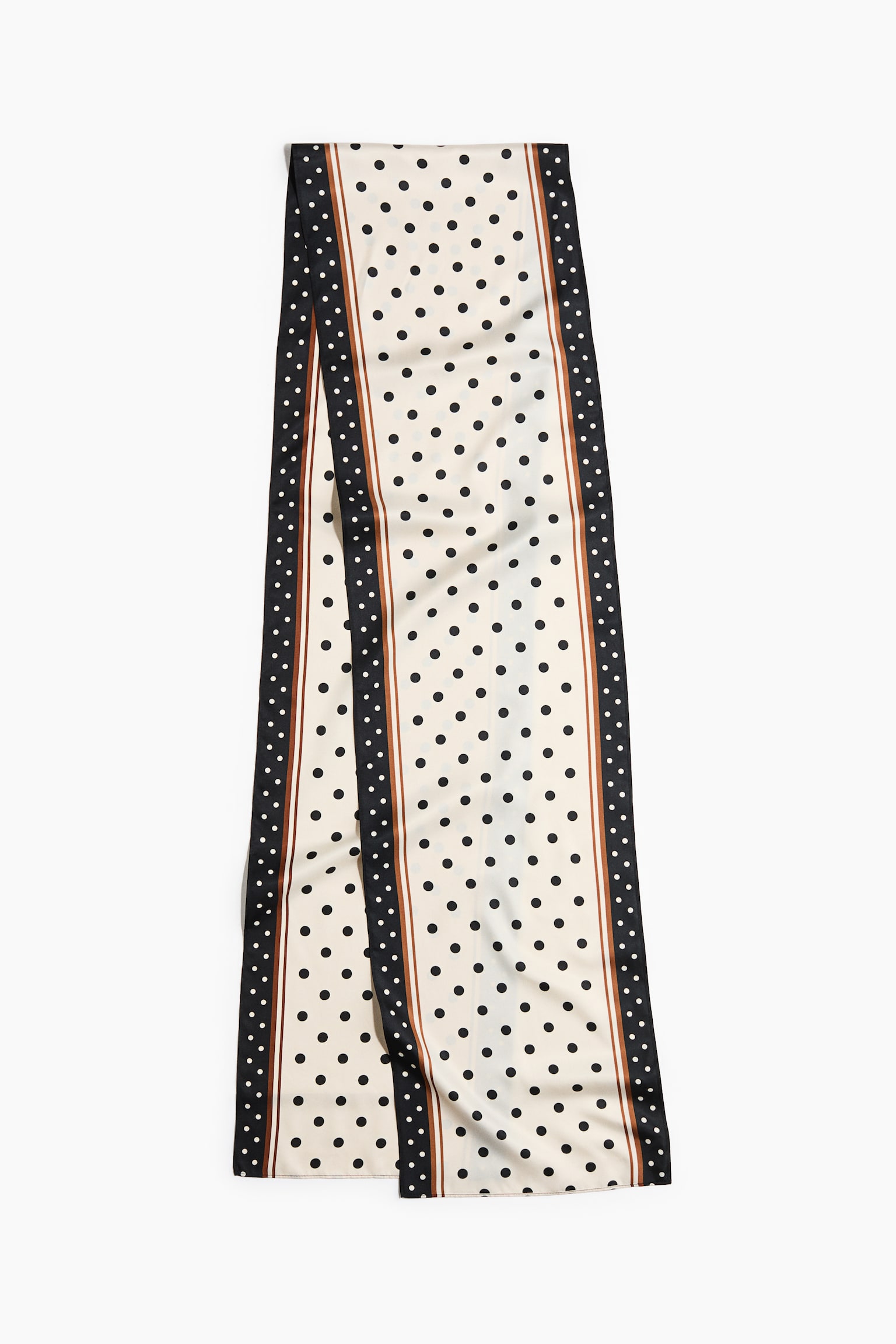 Printed scarf - קרם/נקודות/קרם/דוגמה/כחול נייבי/דוגמה/כחול נייבי/חום דוגמה - 2