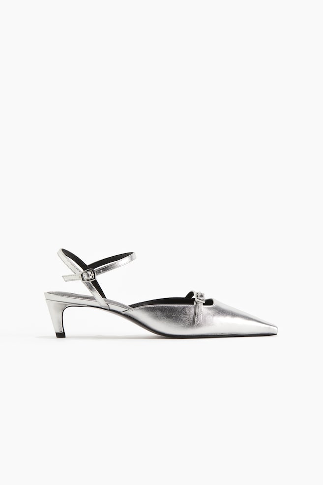 Pointed heeled sandals - Silver-coloured/Black - 1