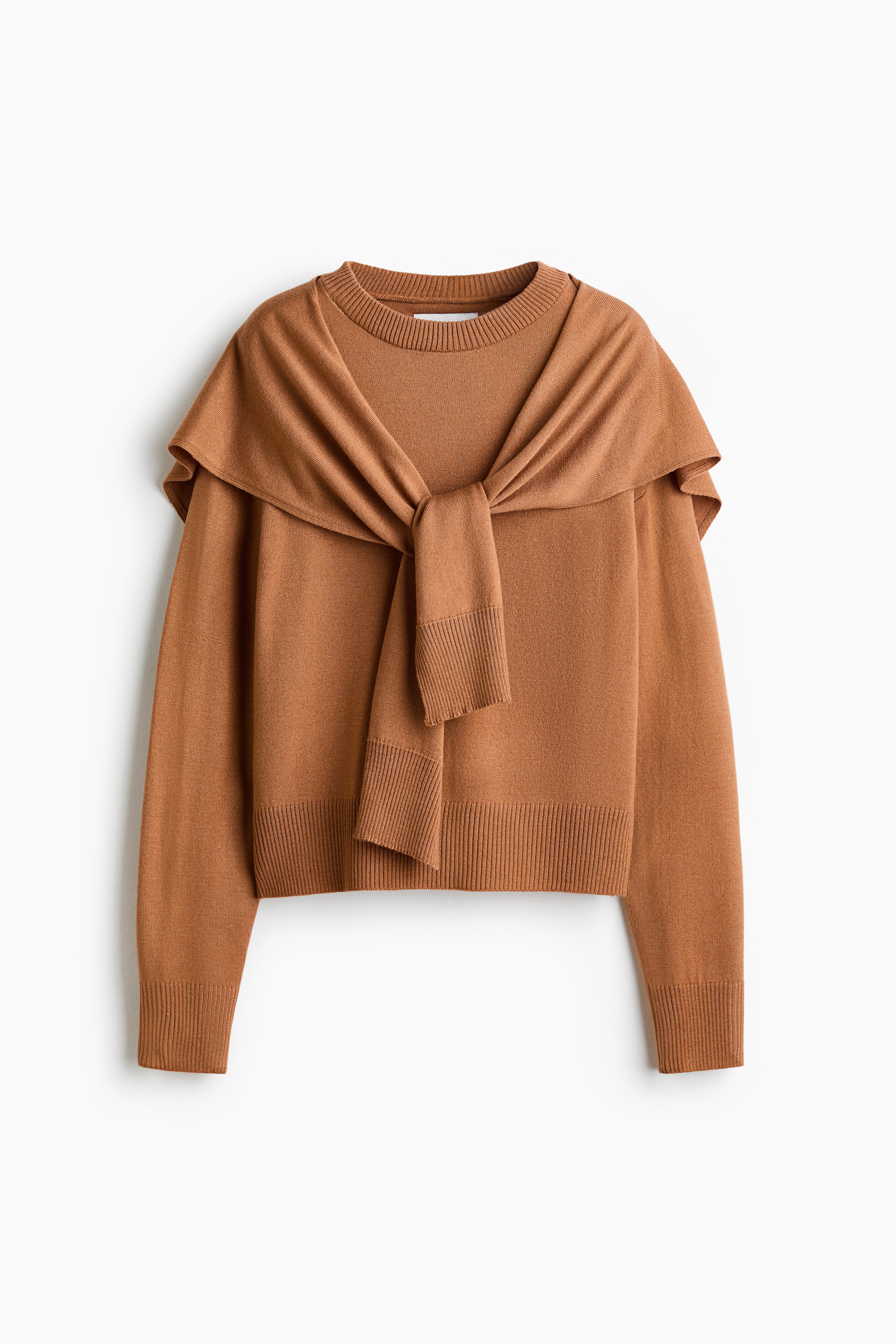 View larger image: Scarf-detail jumper - Light brown - Ladies | H&M 1