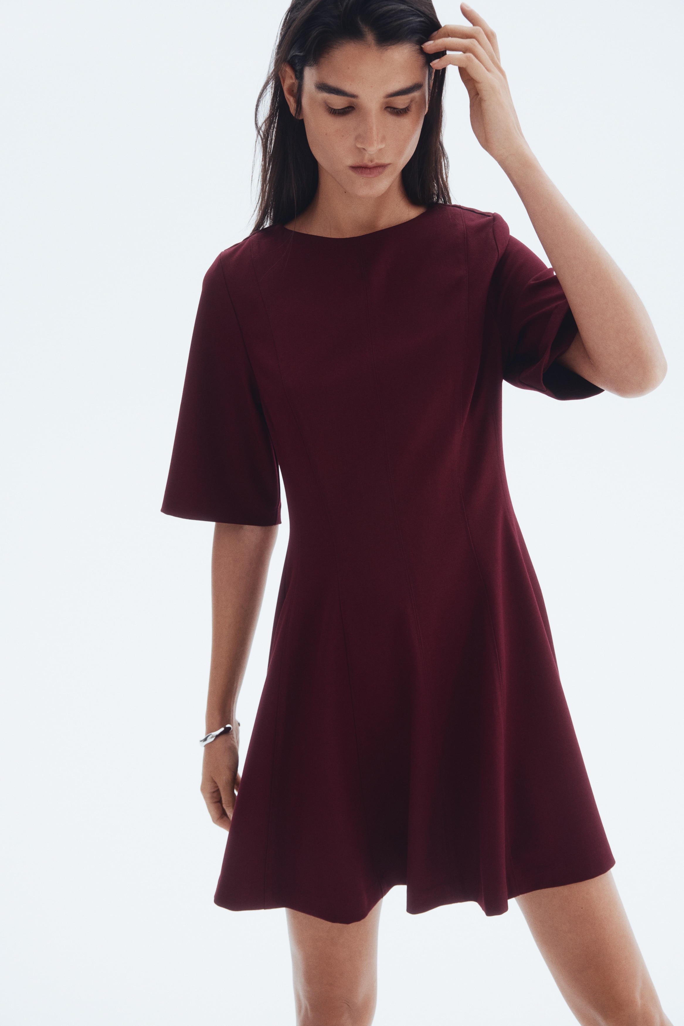 Waisted twill dress