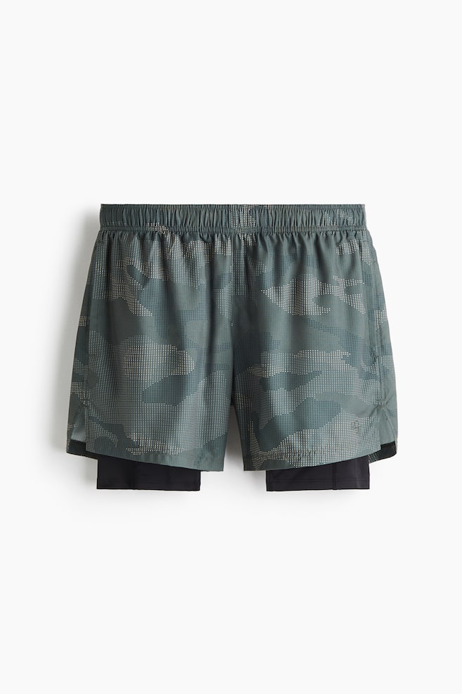 Short de sport DryMove™ superposé - Vert foncé/motif/Noir/Bordeaux clair/motif - 1