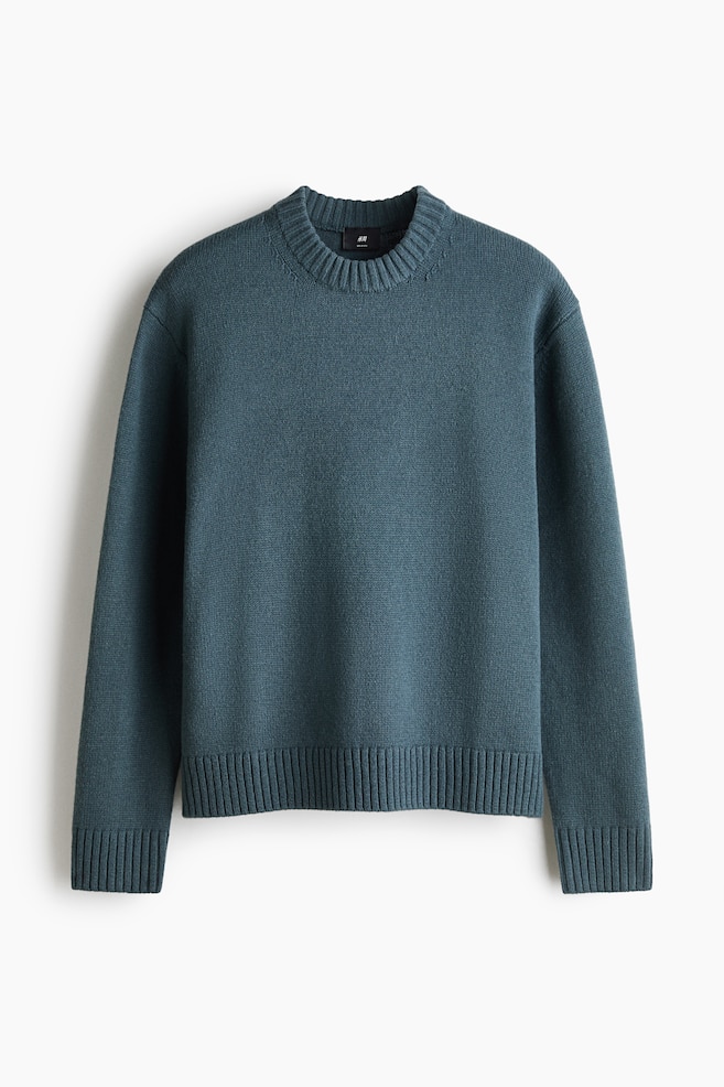 Pull Relaxed Fit en laine - Turquoise foncé/Bleu marine/Taupe/Vert - 1