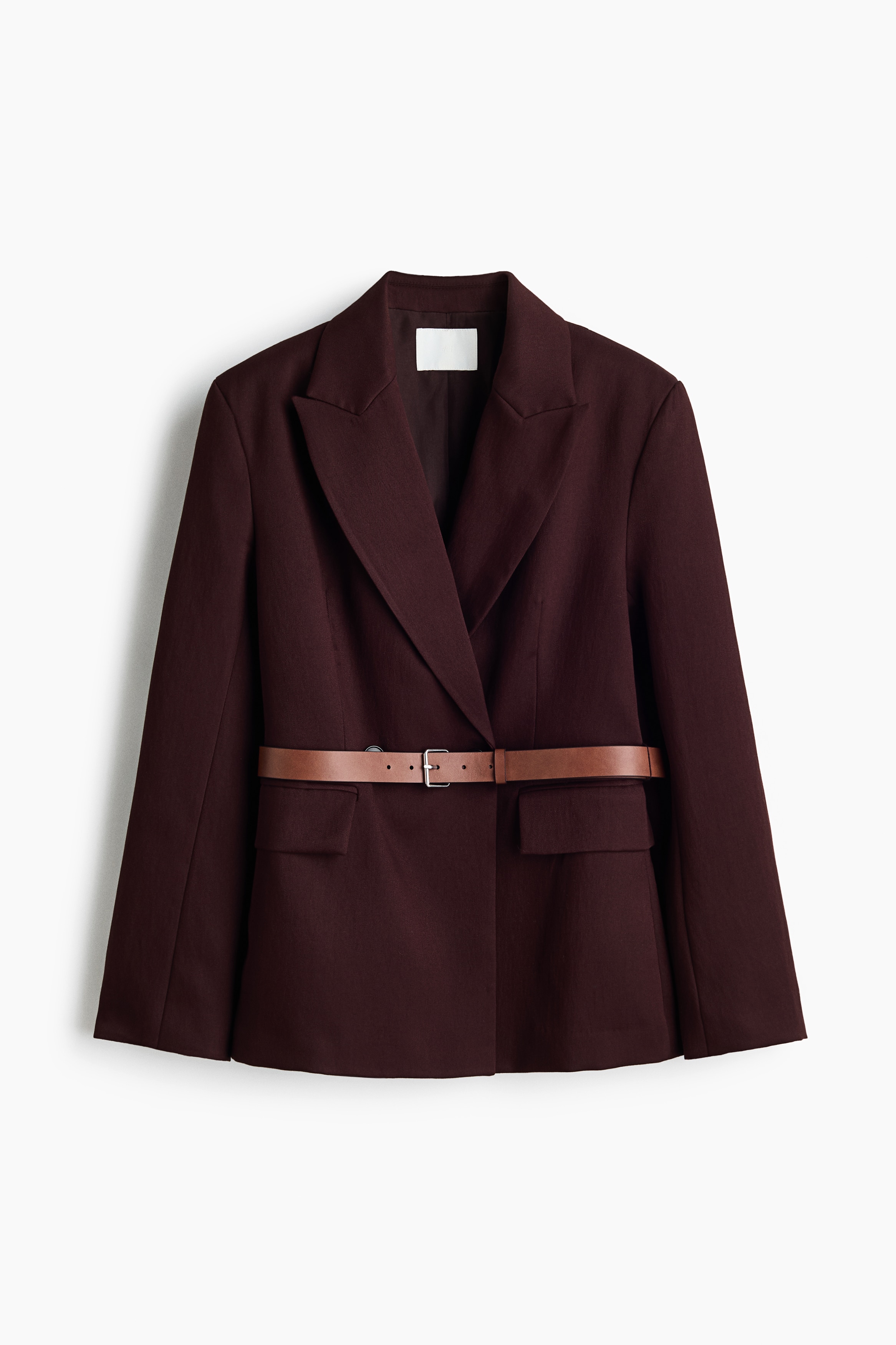 Americana cruzada con cinturón - Marrón oscuro