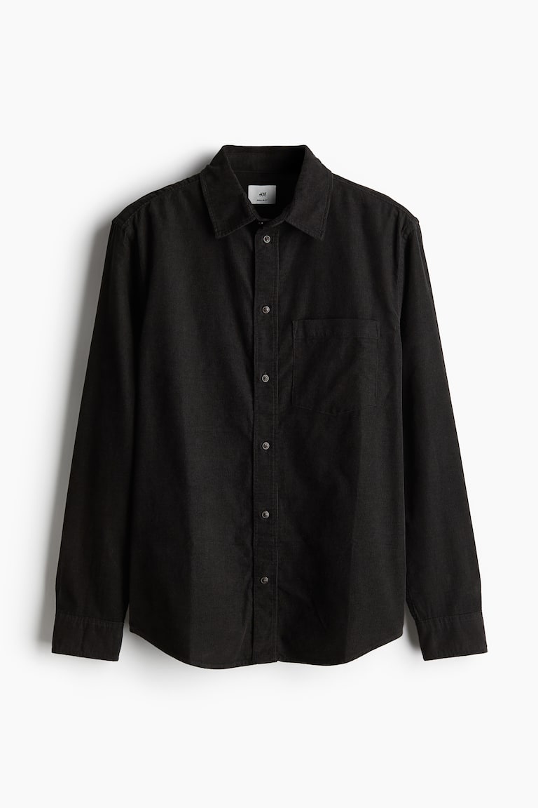 Camisa de pana Regular Fit Negro HOMBRE H&M ES