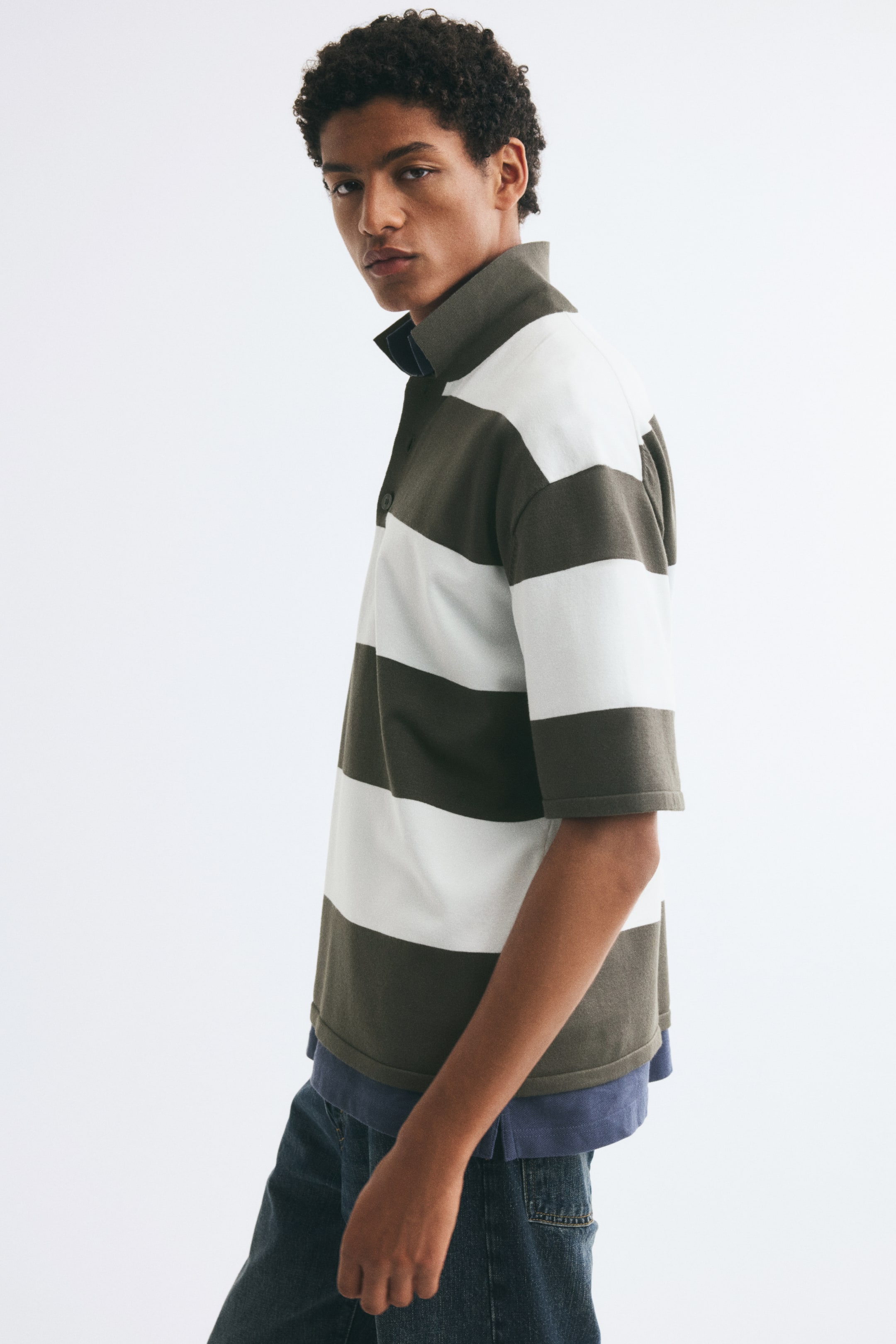 Loose-Fit Fine-Knit Polo Shirt