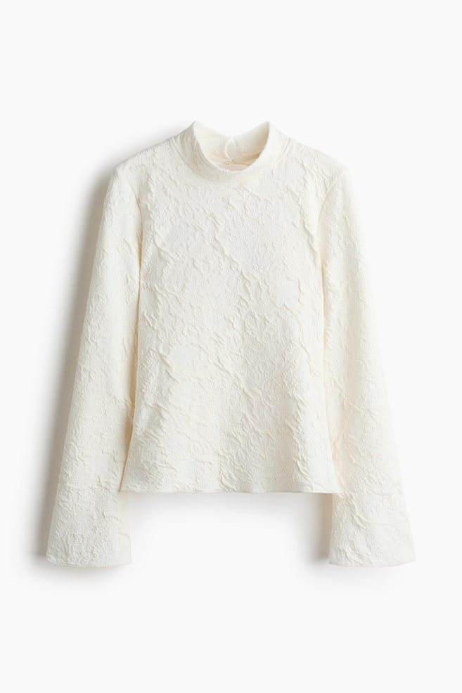 Cutout Jacquard Jersey Top - White/Black - 1