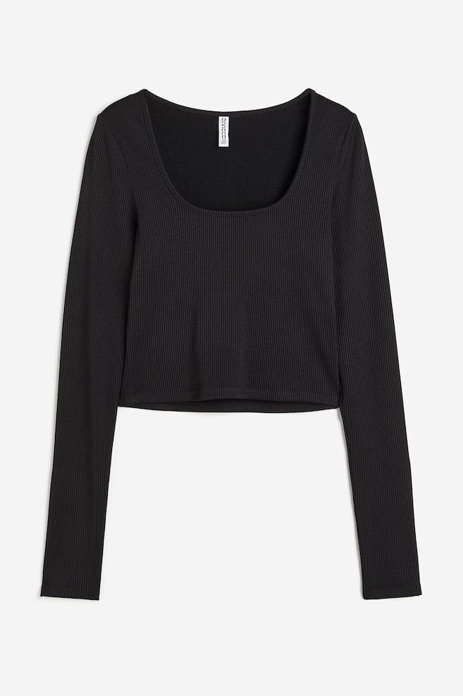 Kurzes Jerseyshirt - Schwarz - 1