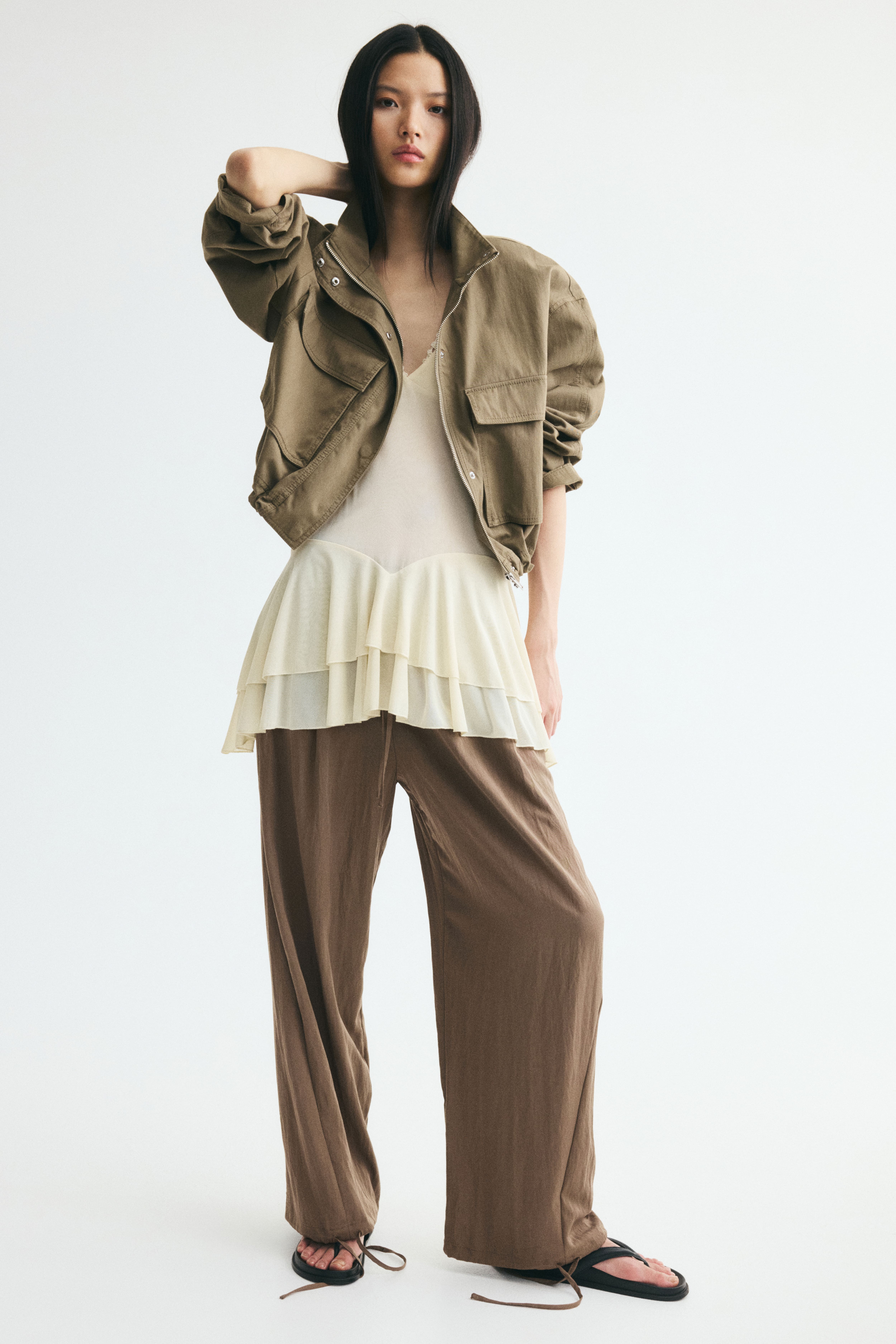 Tie-Detail Balloon-Leg Pants