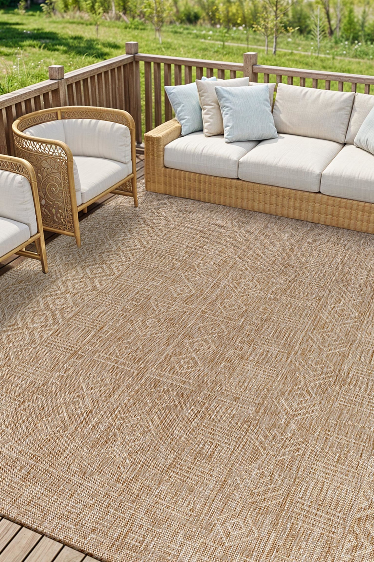 Sweta In- /outdoor Area Rug - Brown, Ivory - 2