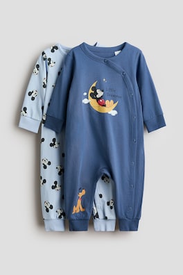 2-pack pyjamasoverall i bomull med tryck