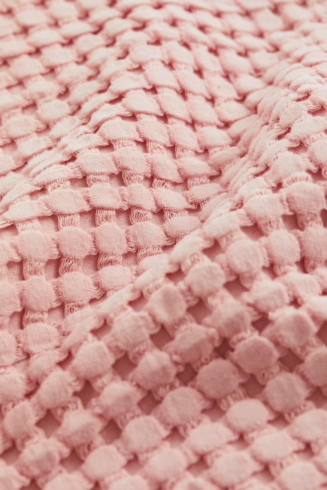 Waffled cotton bedspread - Powder pink - 2