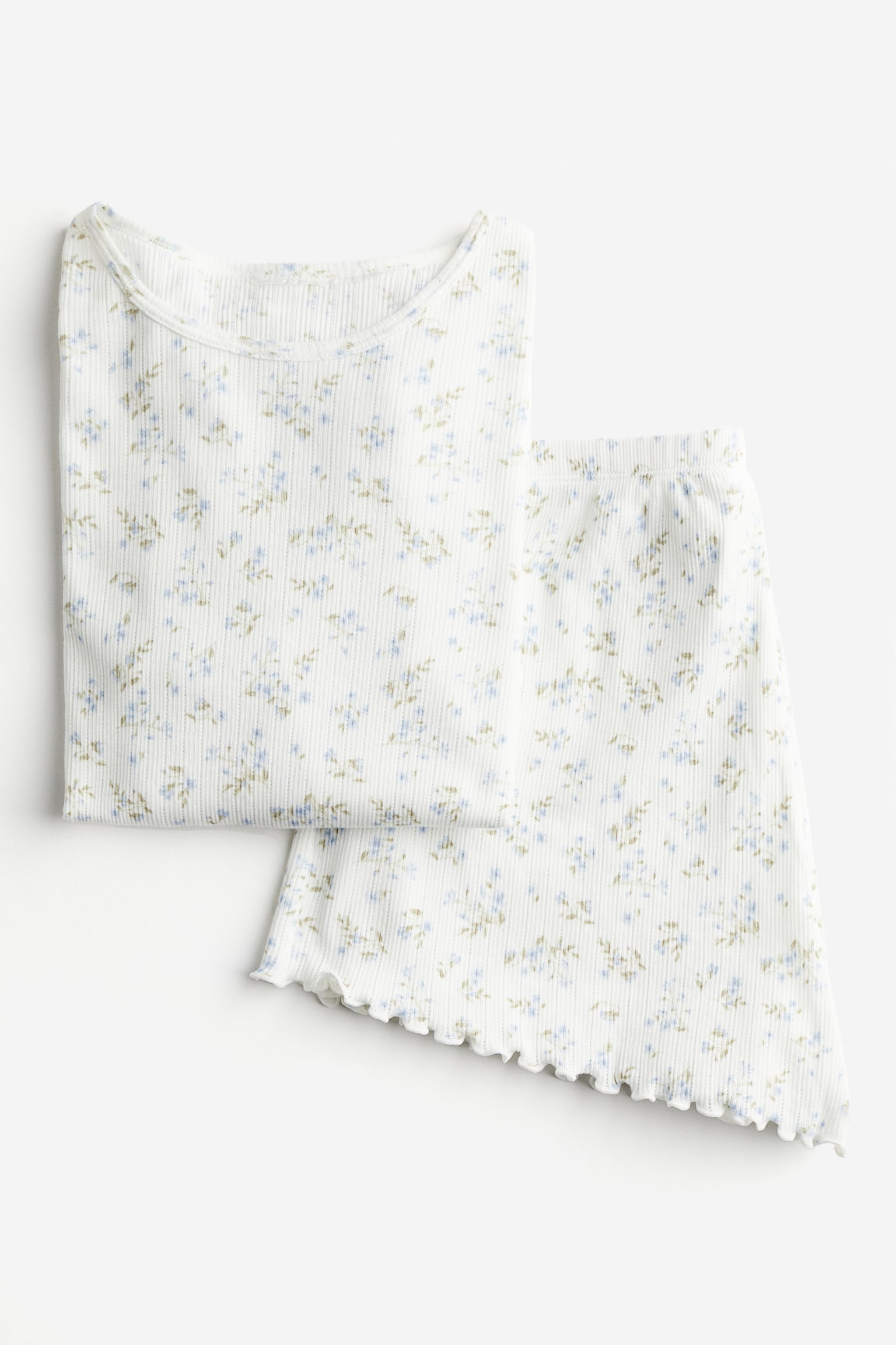 Ribbed pyjamas - White/Floral - 3