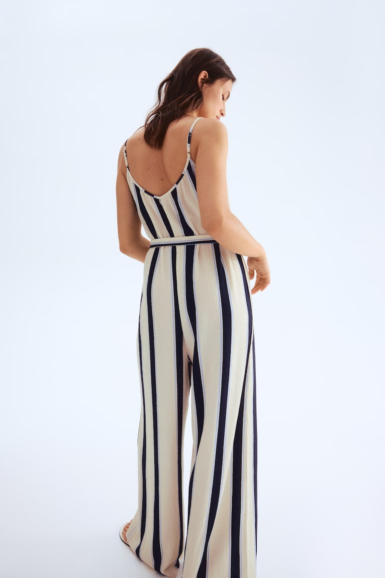Tie-Belt Jumpsuit Cream/striped Ladies H&M US