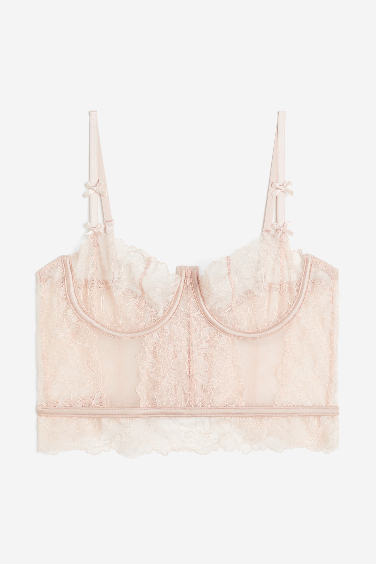 Non-padded lace bustier - Light pink/Black/Light beige - 1