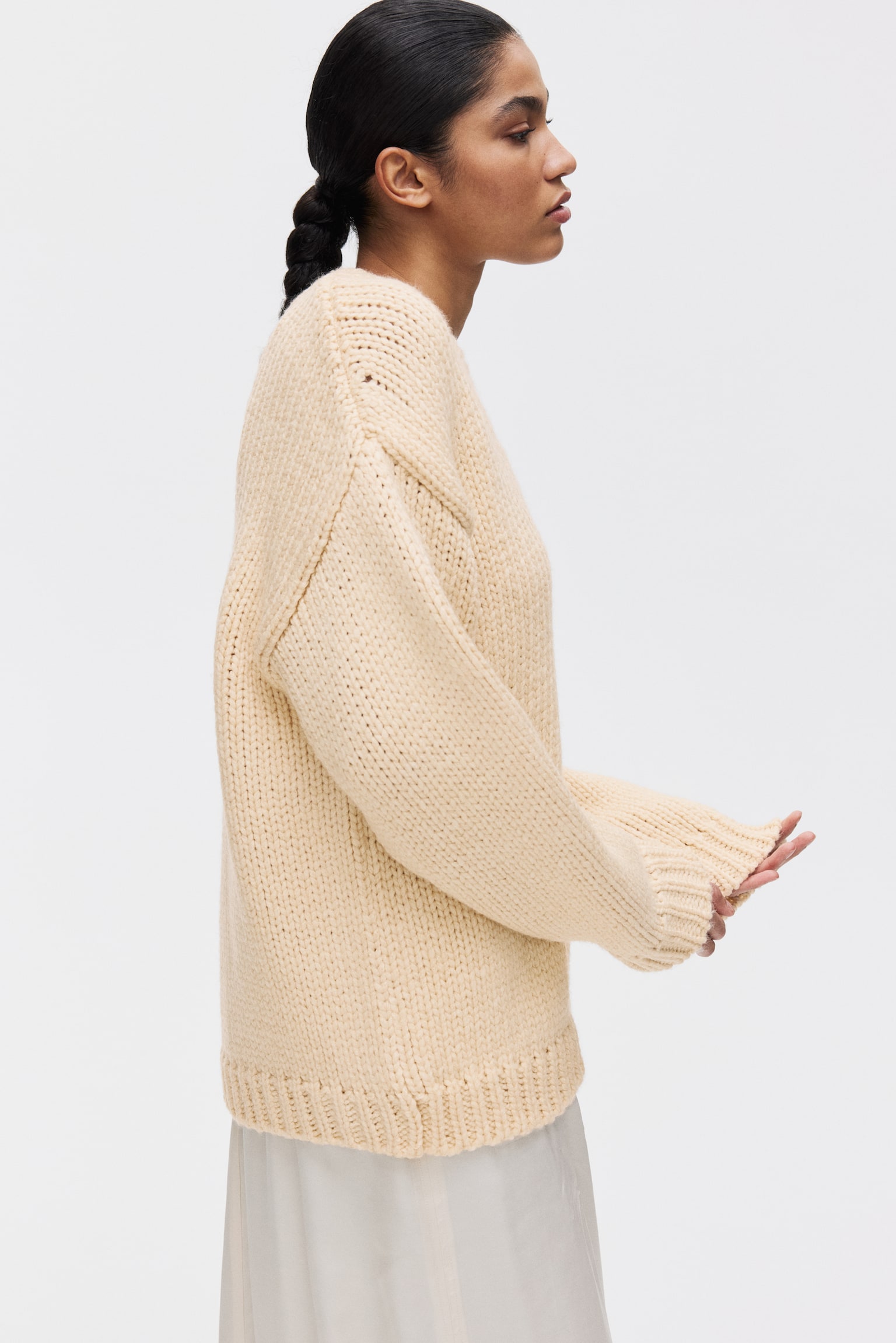 Женский свитер H&M Knit V-Neck, цвет: Сливочный жёлтый — фото 6