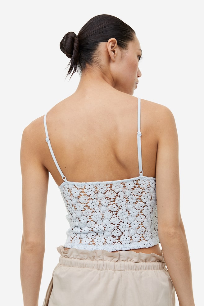 Cropped lace top - Light blue/Black/Light beige/Yellow - 6