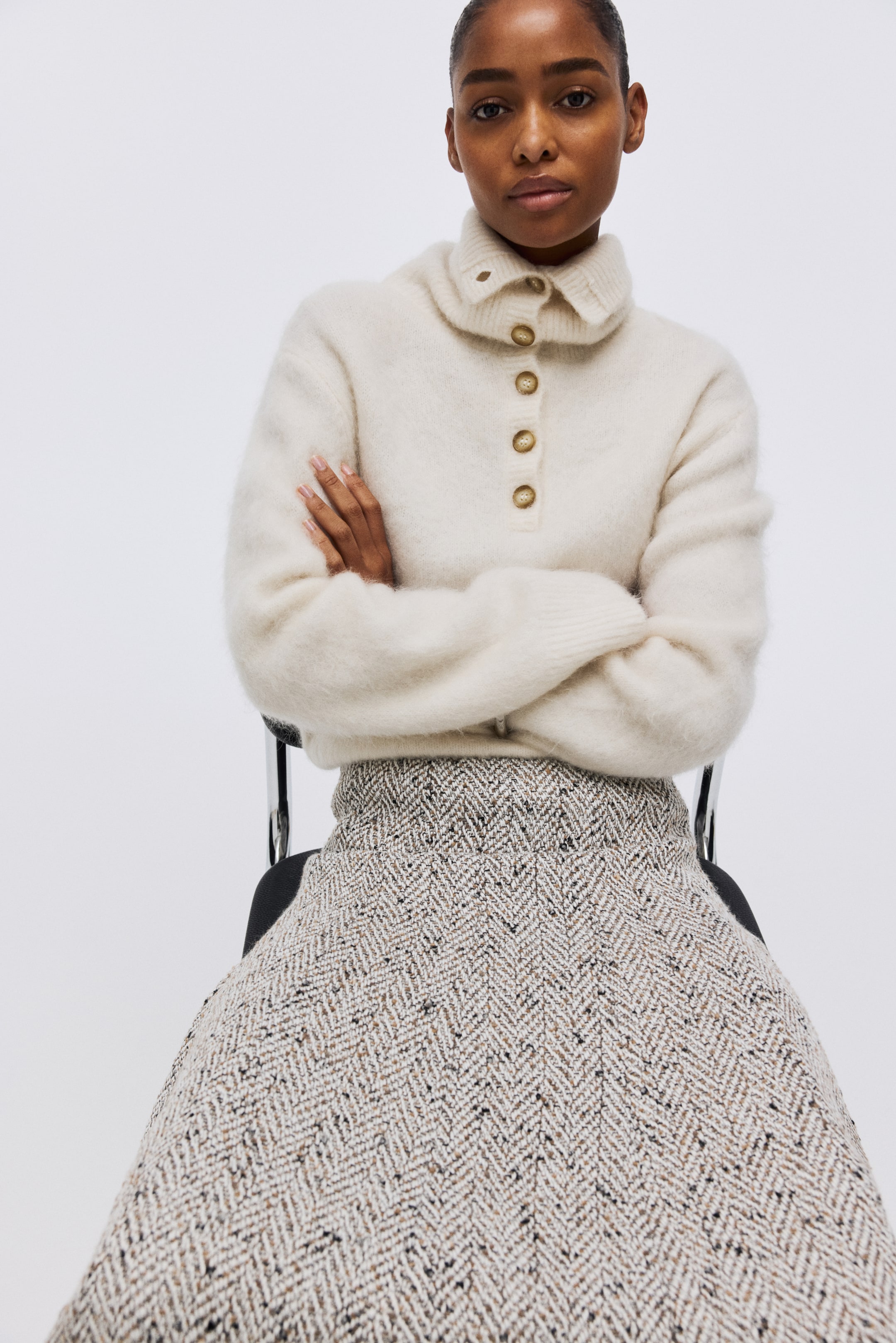 Jupe en tissu à chevrons