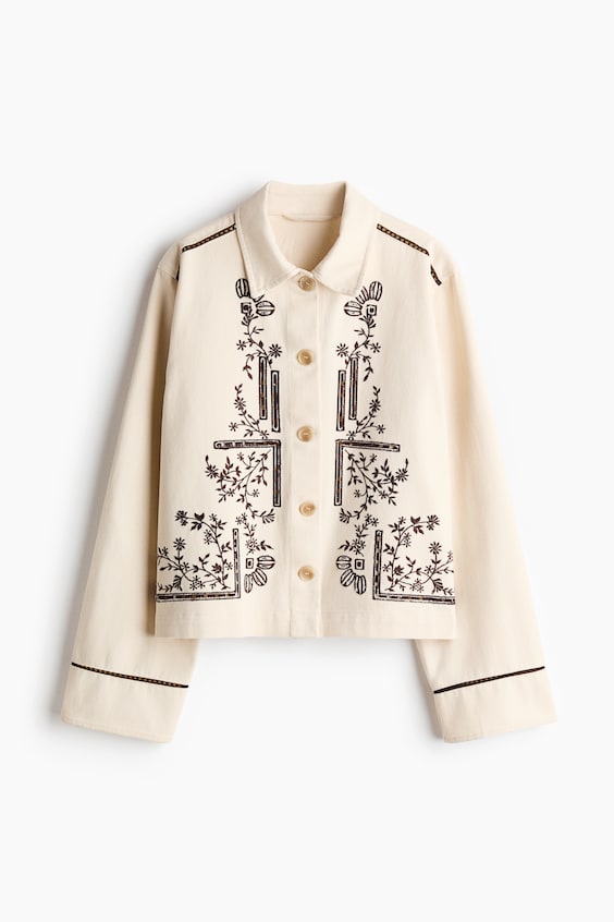 Женские куртки H&M Embroidered Twill Jacket