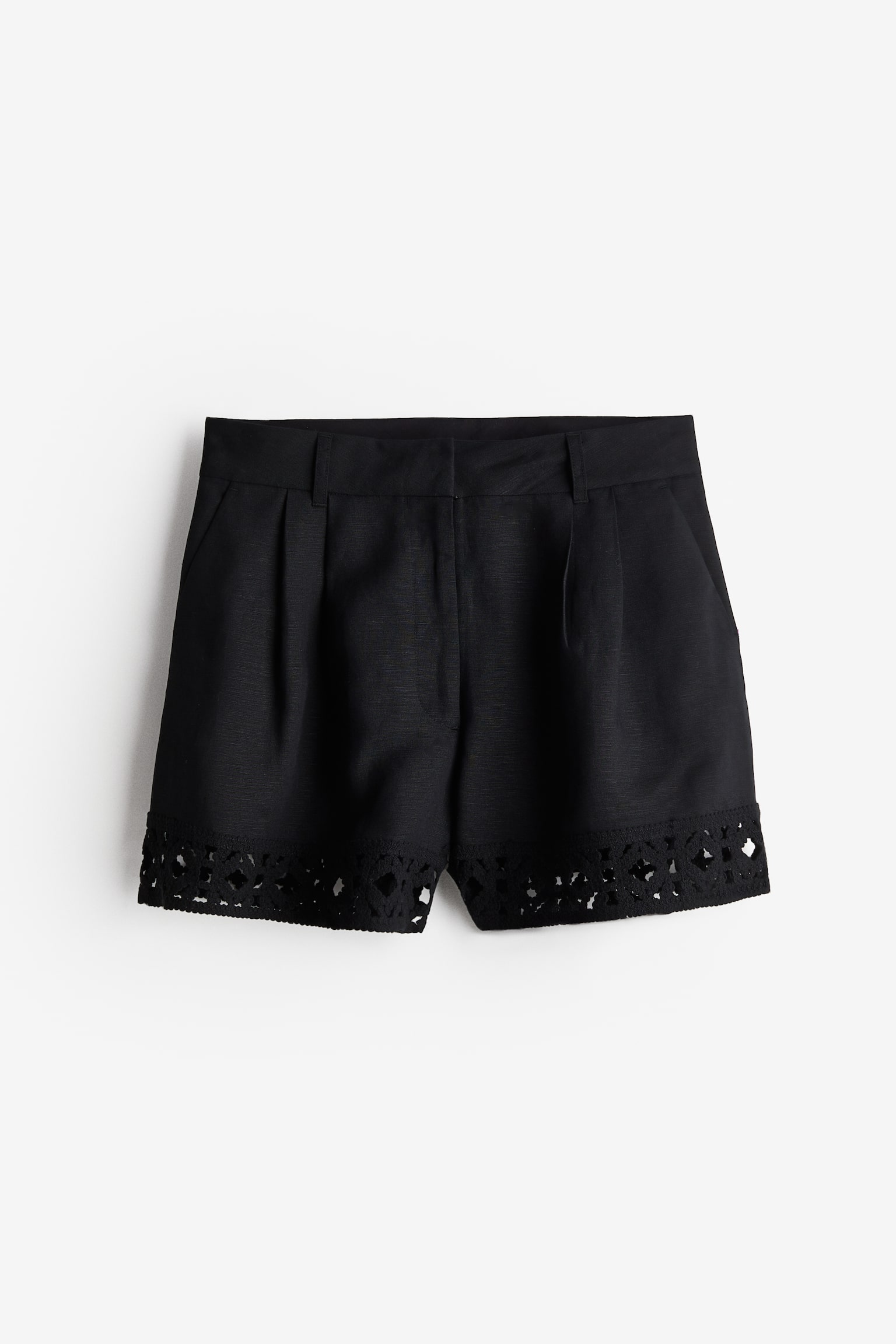 Short avec bords façon crochet - Noir - 2